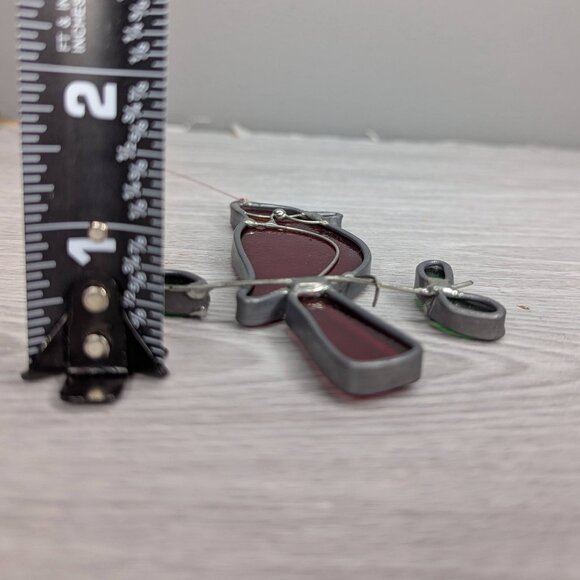 Red Stained Leaded Glass Cardinal Bird Suncatcher - Picture 8 of 8